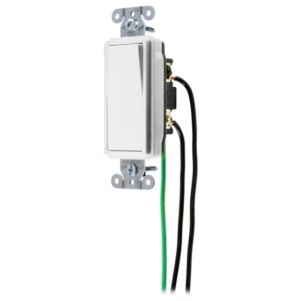 Spec Grade, Decorator Switches, General Purpose AC, Three Way, 15A 120/277V AC, Back and Side Wired, Pre-Wired with 8